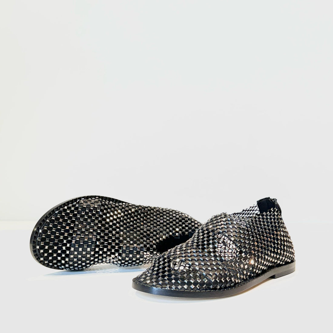 Round-toe Sandals Cut-out Rhinestone Sparkle Flats