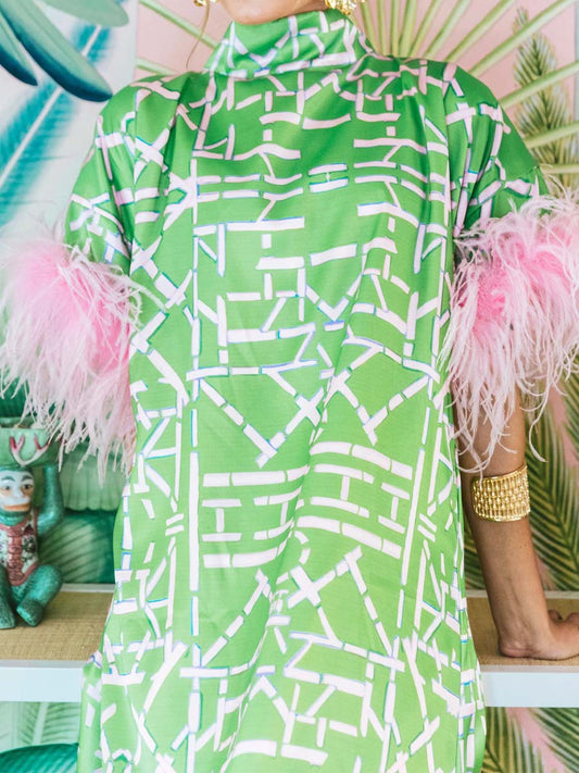 Feather Patchwork Printed Loose Dress