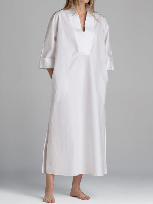 Loose Slit Hem Maxi Shirtdress