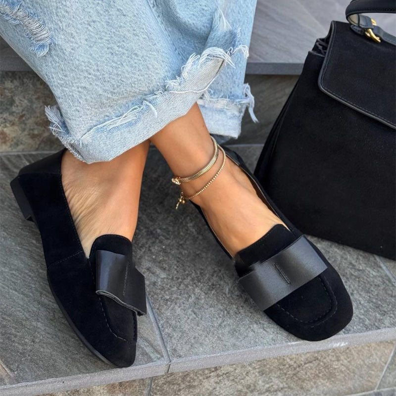 Frosted Flat Square-toed Loafers