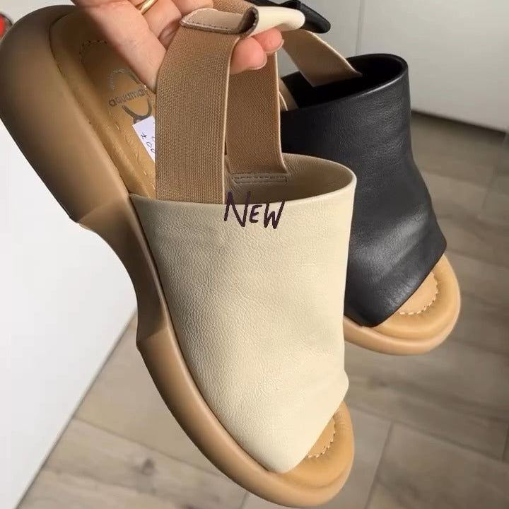 Textured Slide Mule – Elasticized Lift & Cork Sole