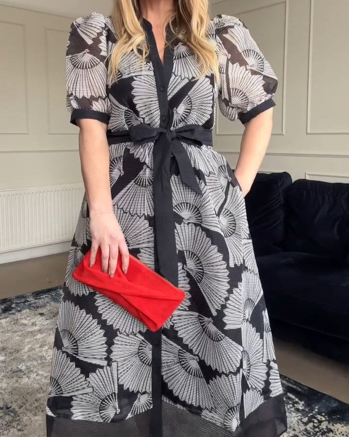 Scalloped Printed Dress