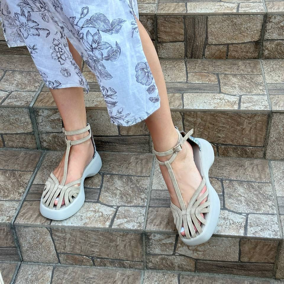 Platform Caged Ankle - Strap Sandals