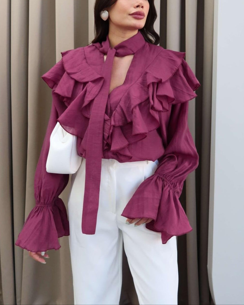 Ruffled Tie - Neck Blouse