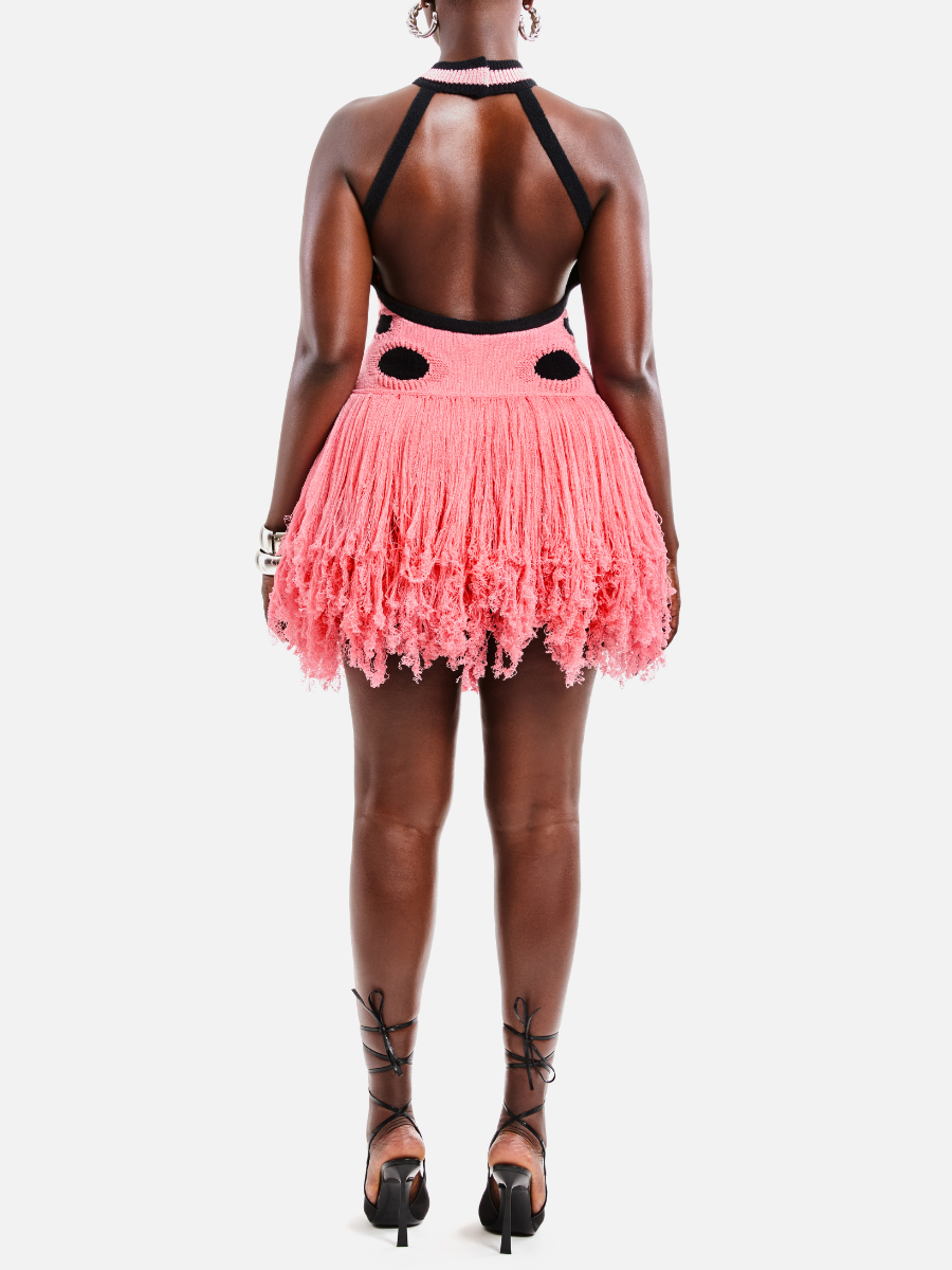 Pink halter neck dress