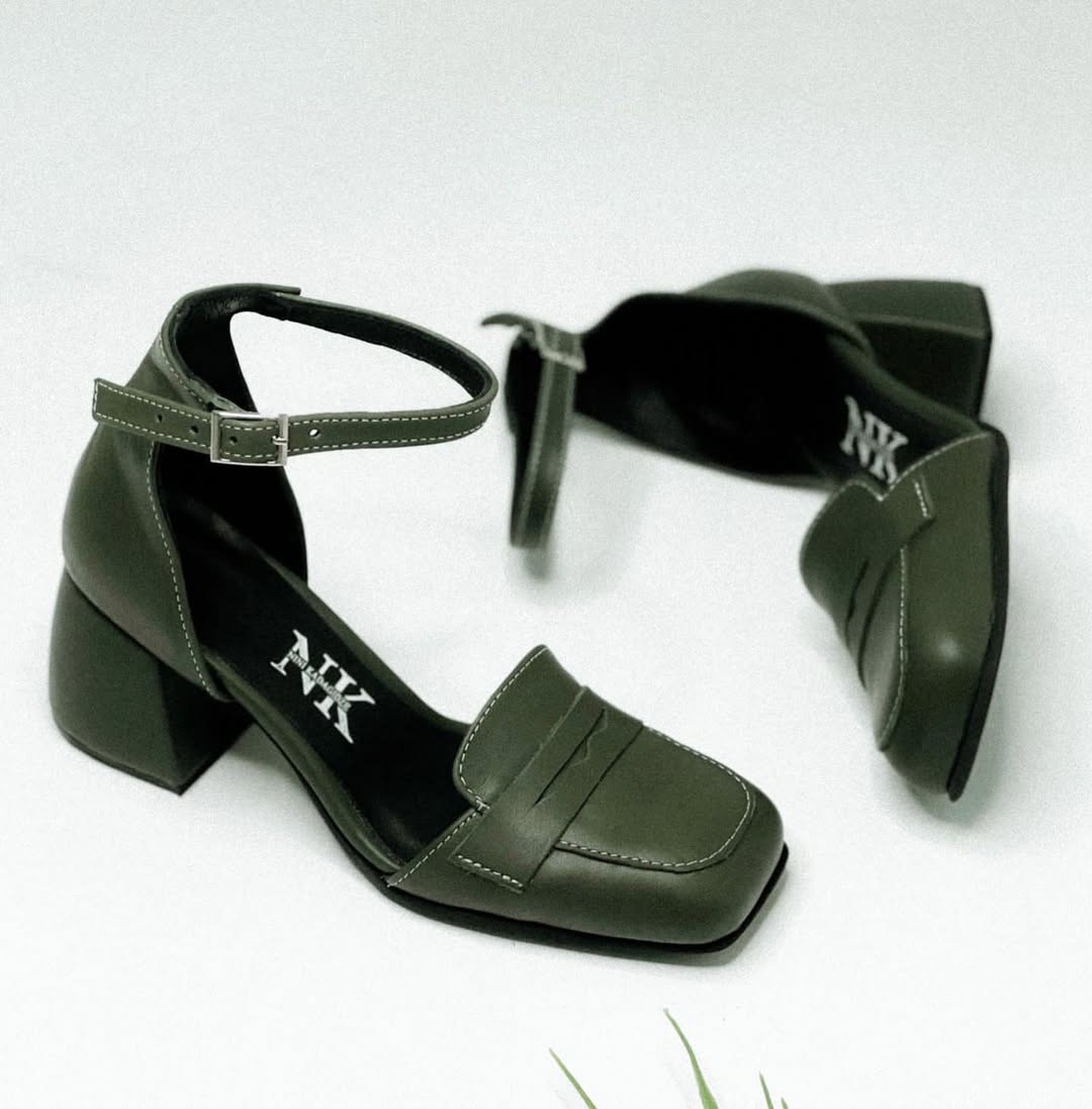 Ankle - Strap Block Heel Square - Toe Sandals