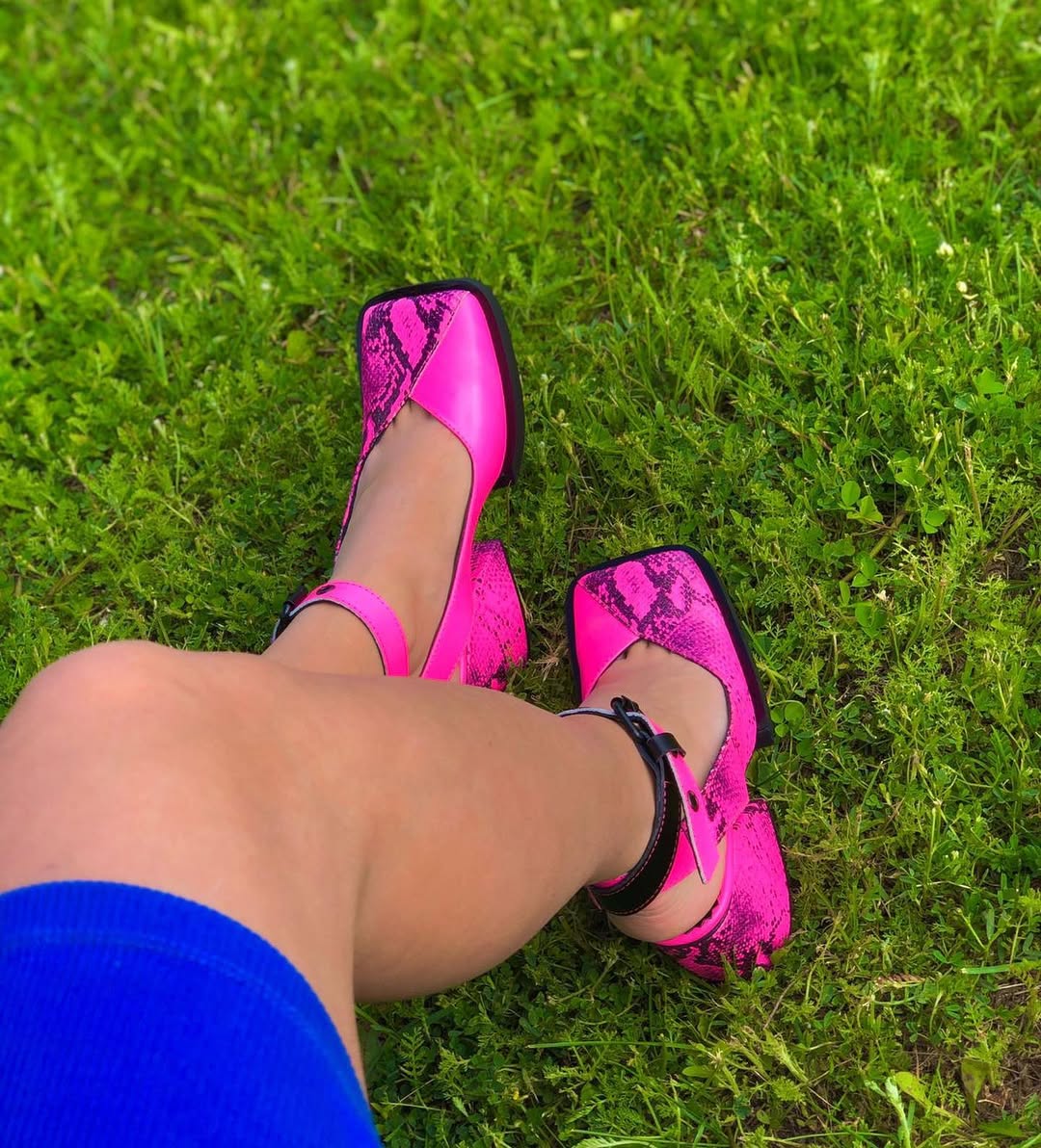 Snakeskin - Print Ankle - Strap Heels