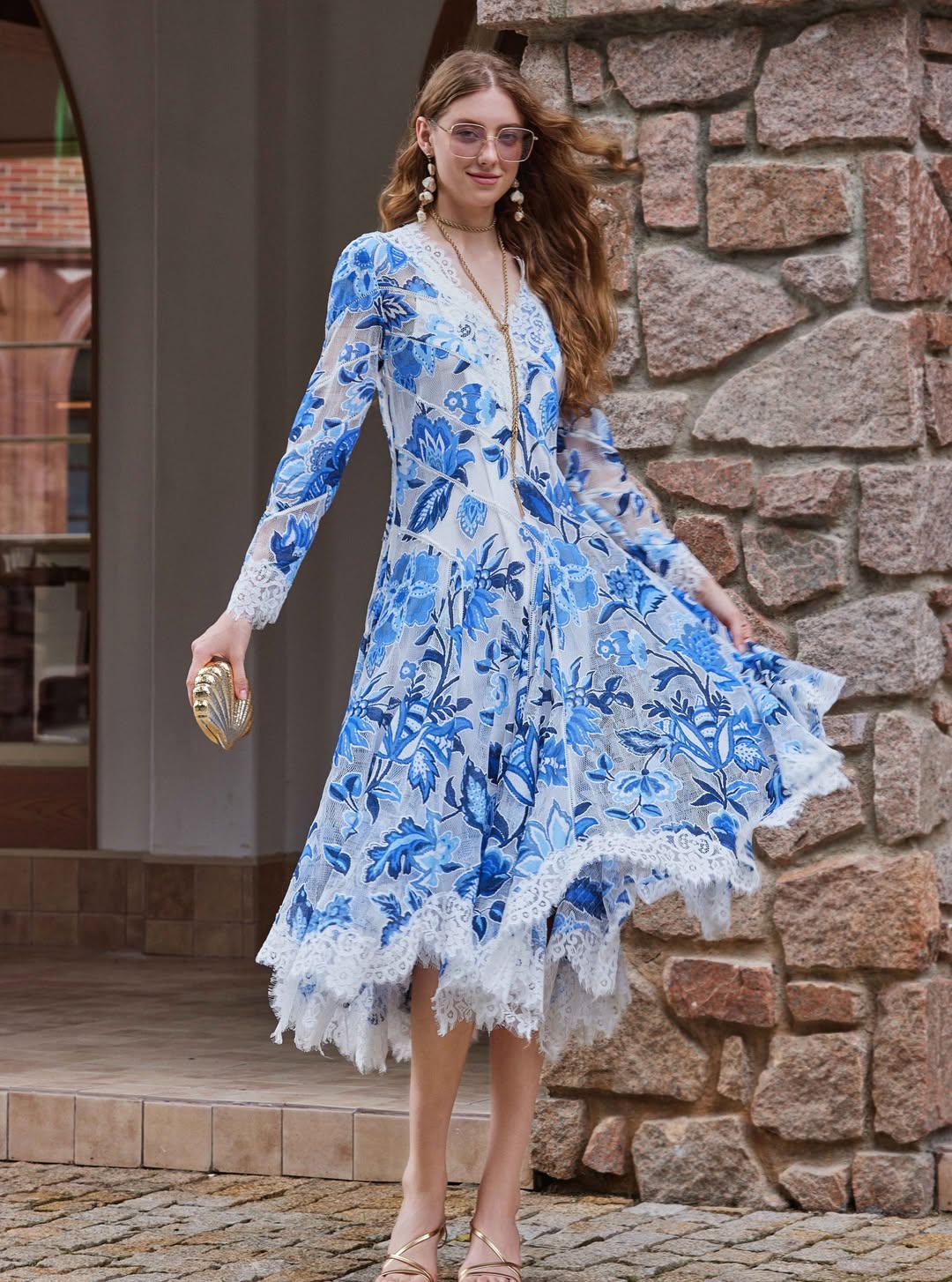 Blue Porcelain Elegance Dress