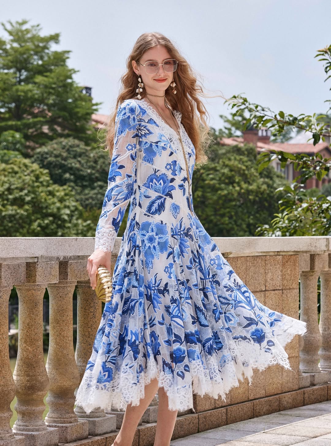 Blue Porcelain Elegance Dress