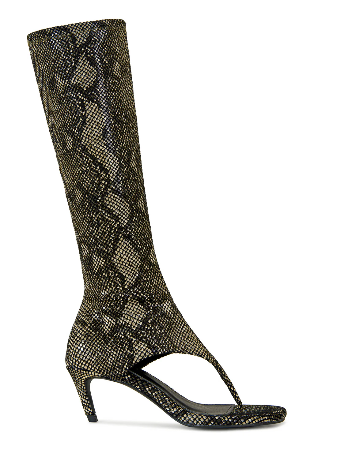 BLACK SNAKE STILETTO SANDAL