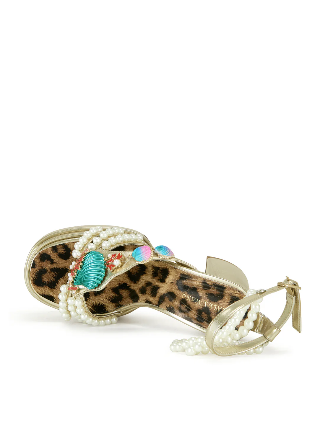 Golden Platform Sandals with Pearl