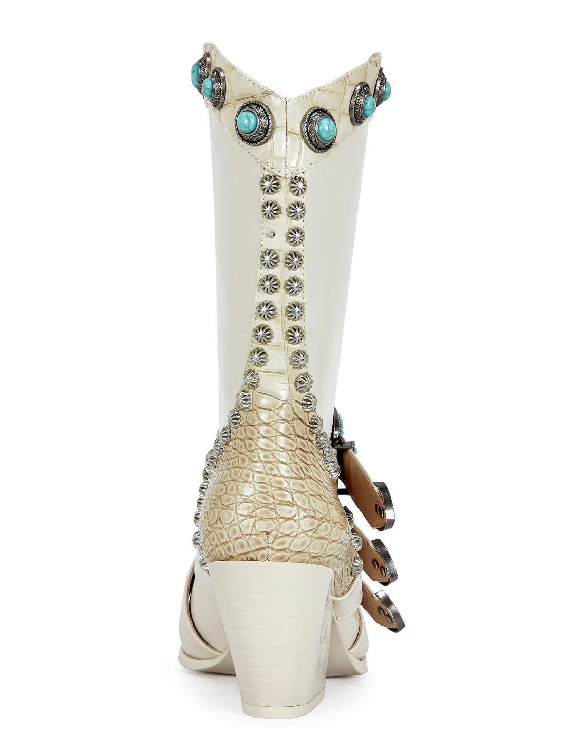 BEIGE TURQUOISE WESTERN BOOTIE