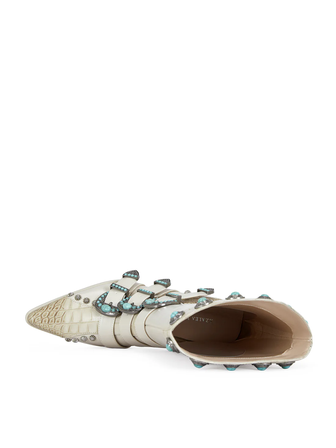 BEIGE TURQUOISE WESTERN BOOTIE