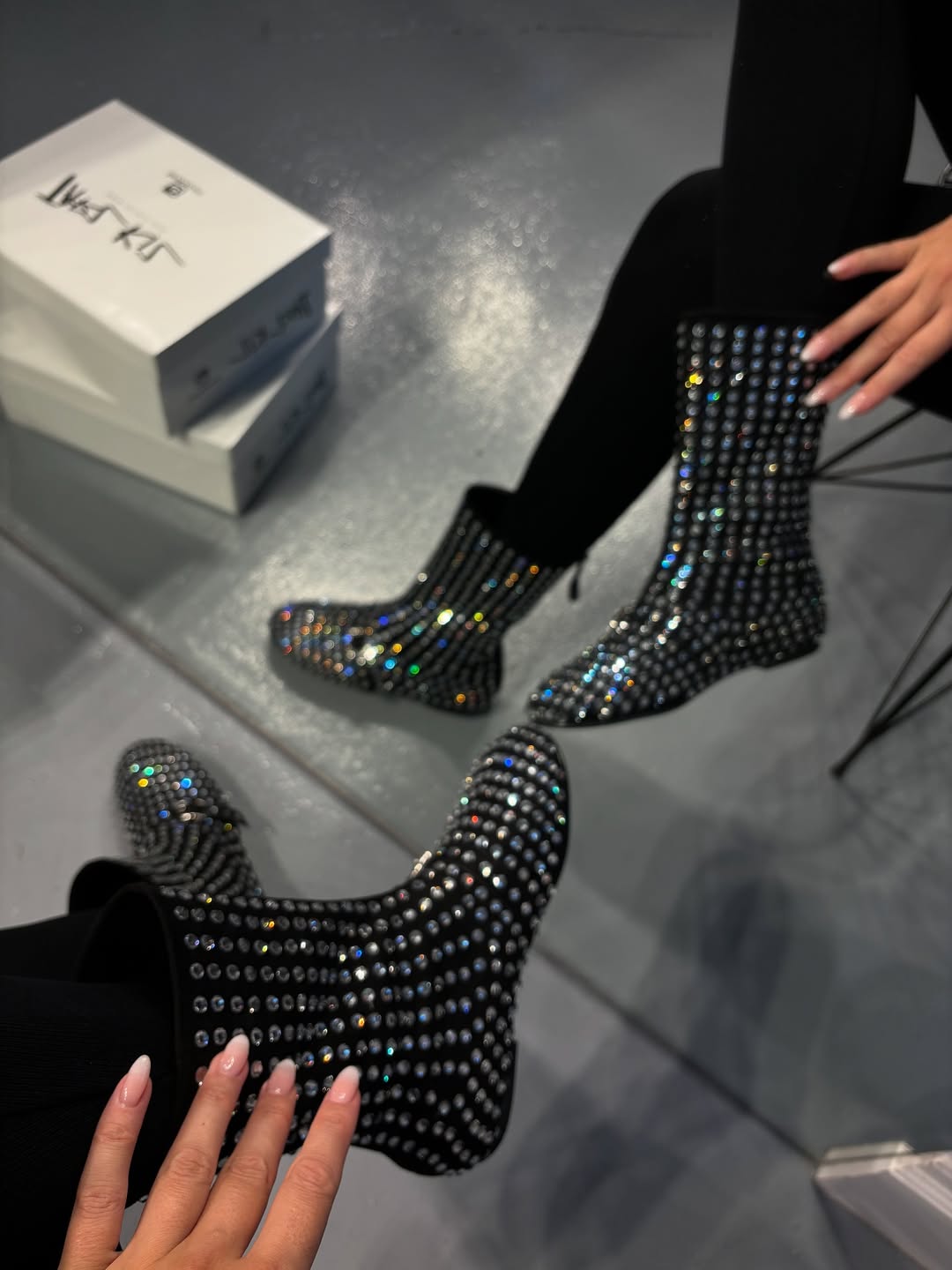 Rhinestone Ankle Boots