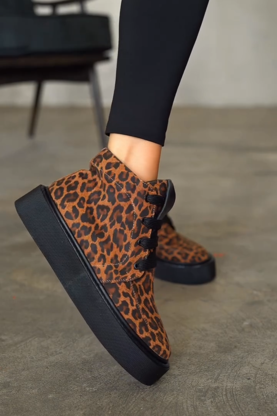 Leopard Print Platform High - Top Sneakers