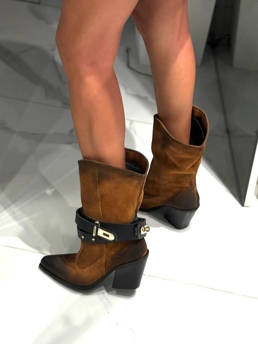 Brown Suede Western Boots