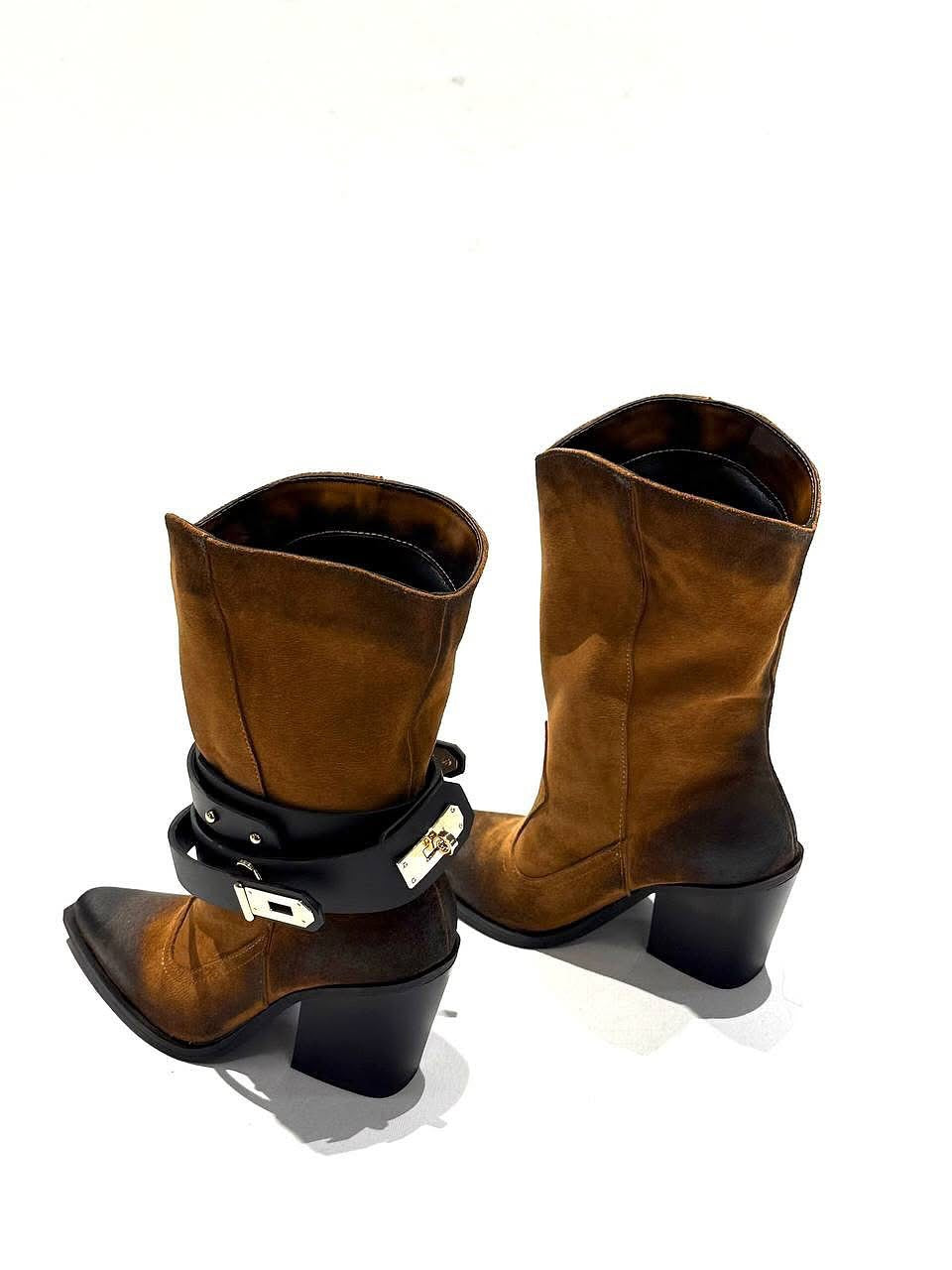 Brown Suede Western Boots