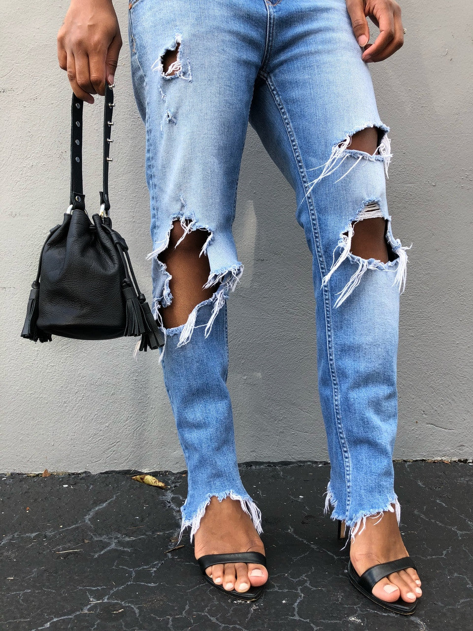 Tassel - Detail Leather Bucket Bag