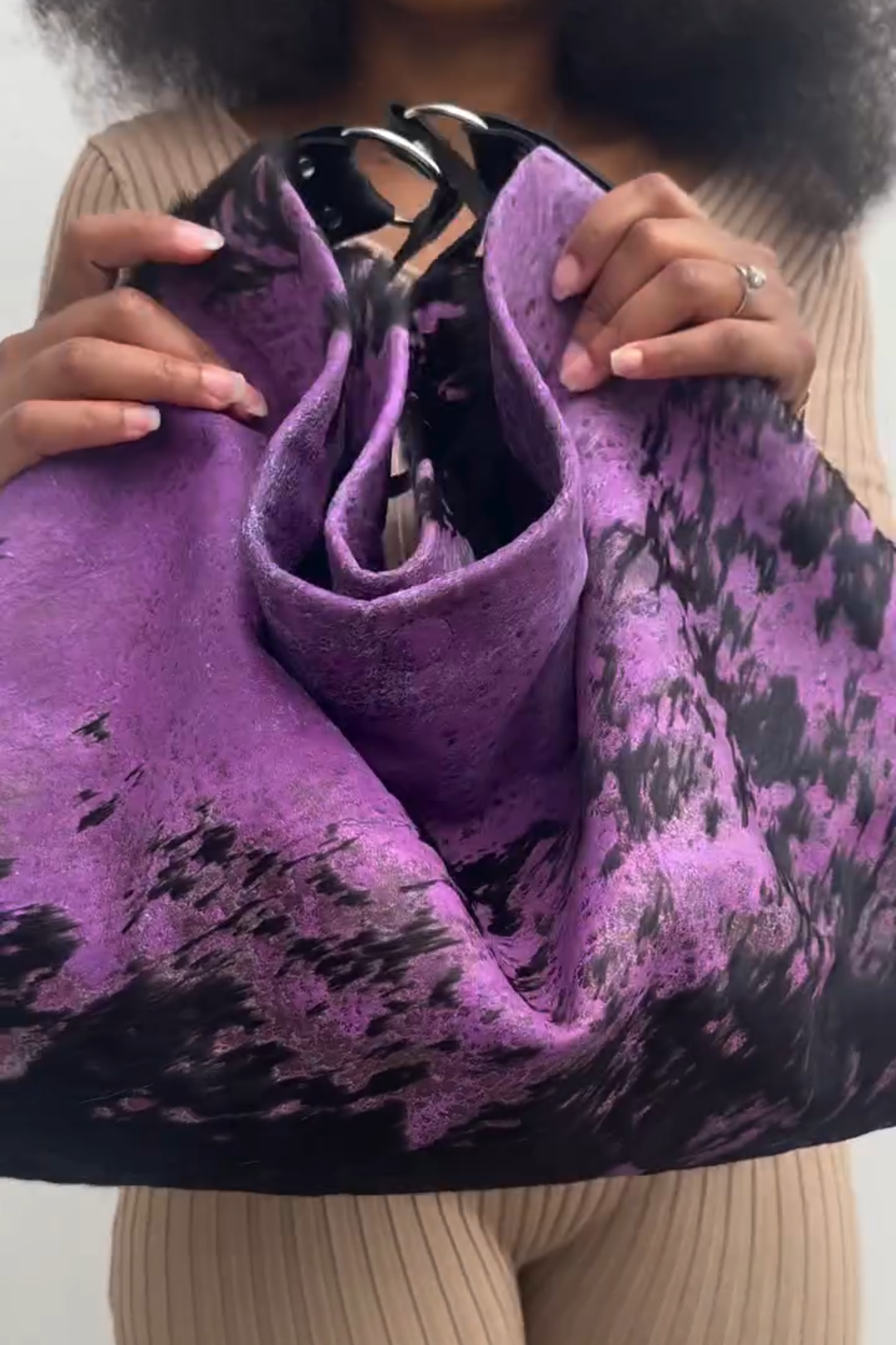Purple Tie-Dye Slouchy Hobo Bag