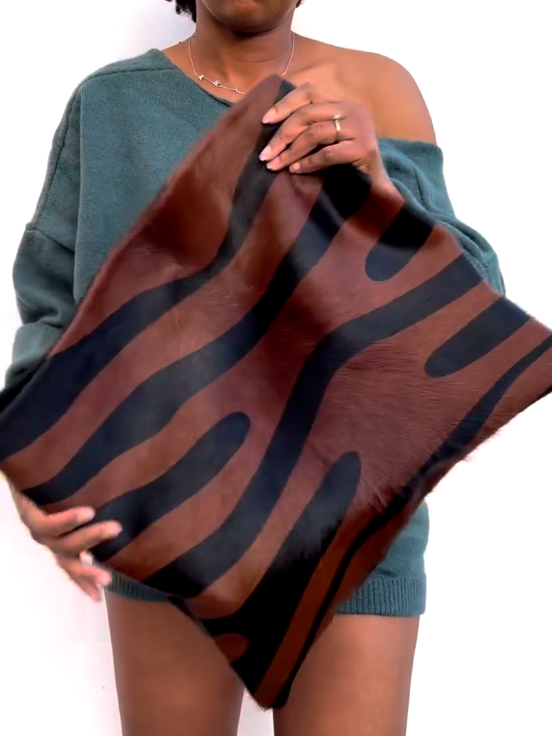Brown Zebra - Print Fur Clutch