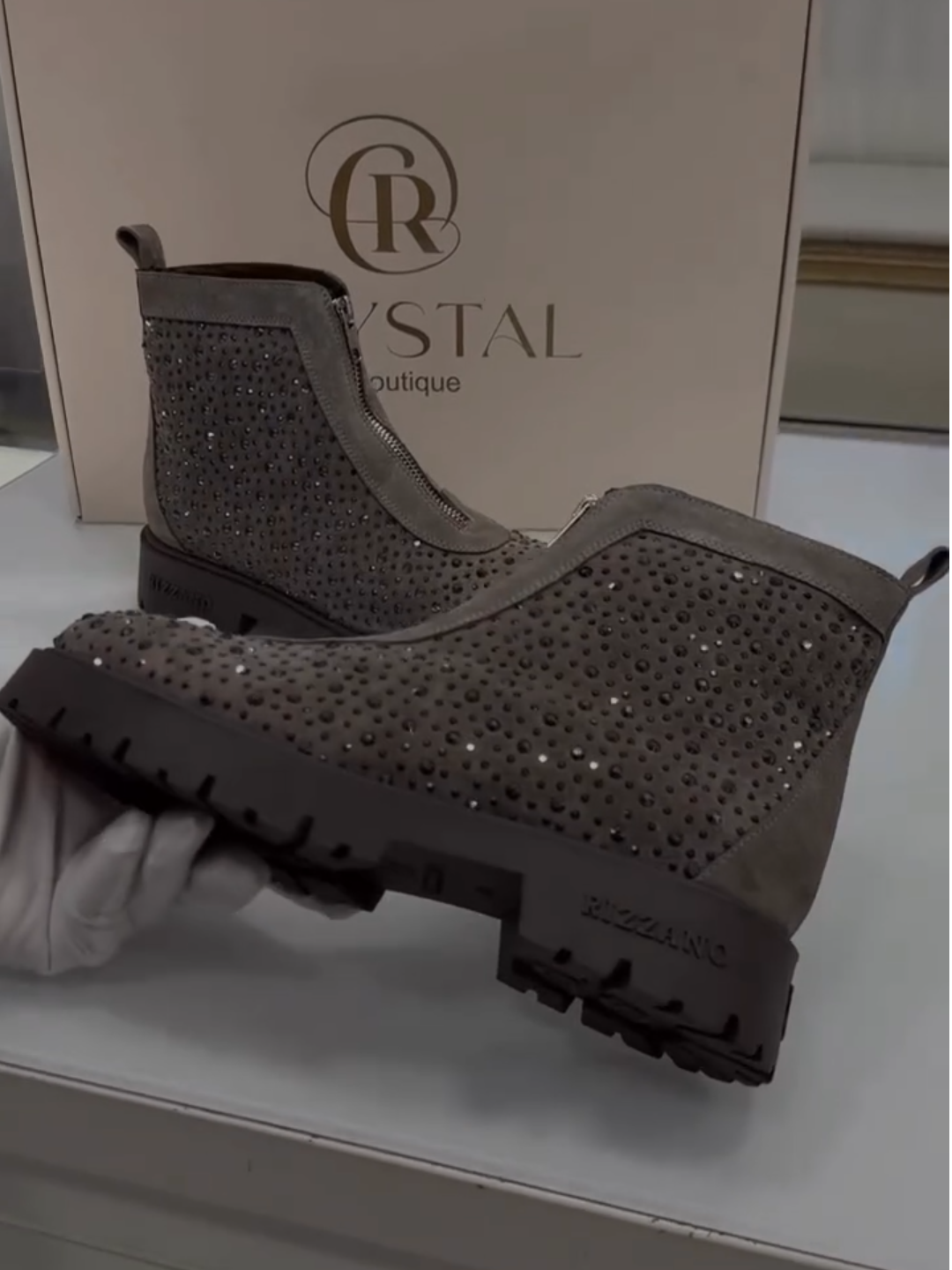 Rhinestone Embellished Chelsea Boots