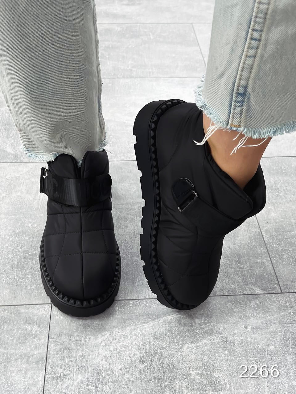 Black Quilted Platform Ankle Boots