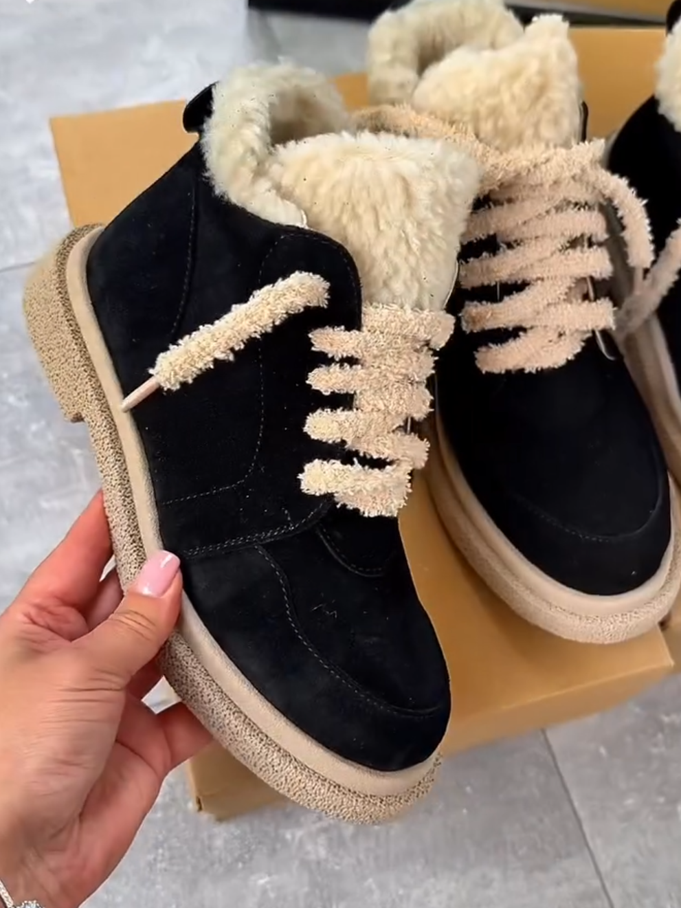 Faux Fur - Lined Suede Ankle Boots