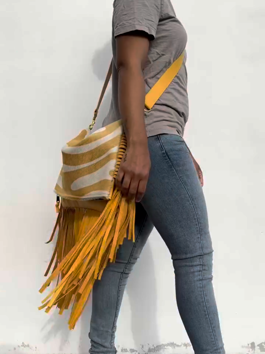 Yellow Fringe Crossbody Bag