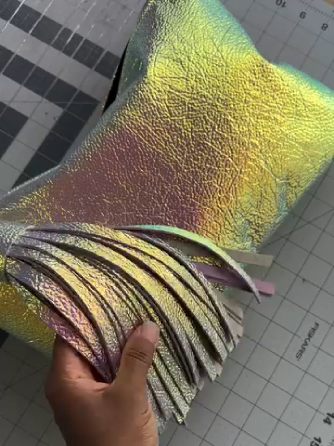 Holographic Fringe Clutch Bag