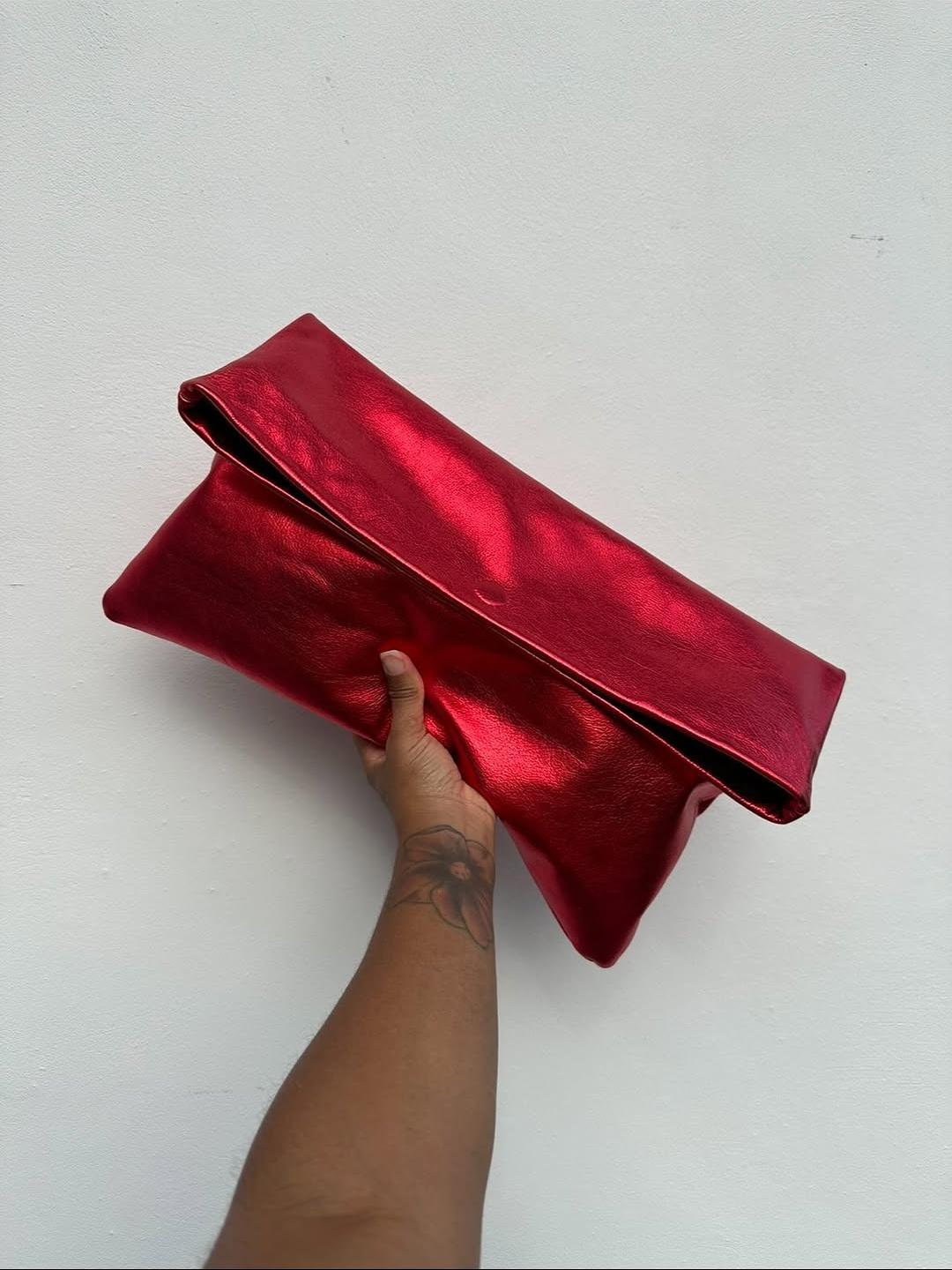 Metallic Red Clutch Bag