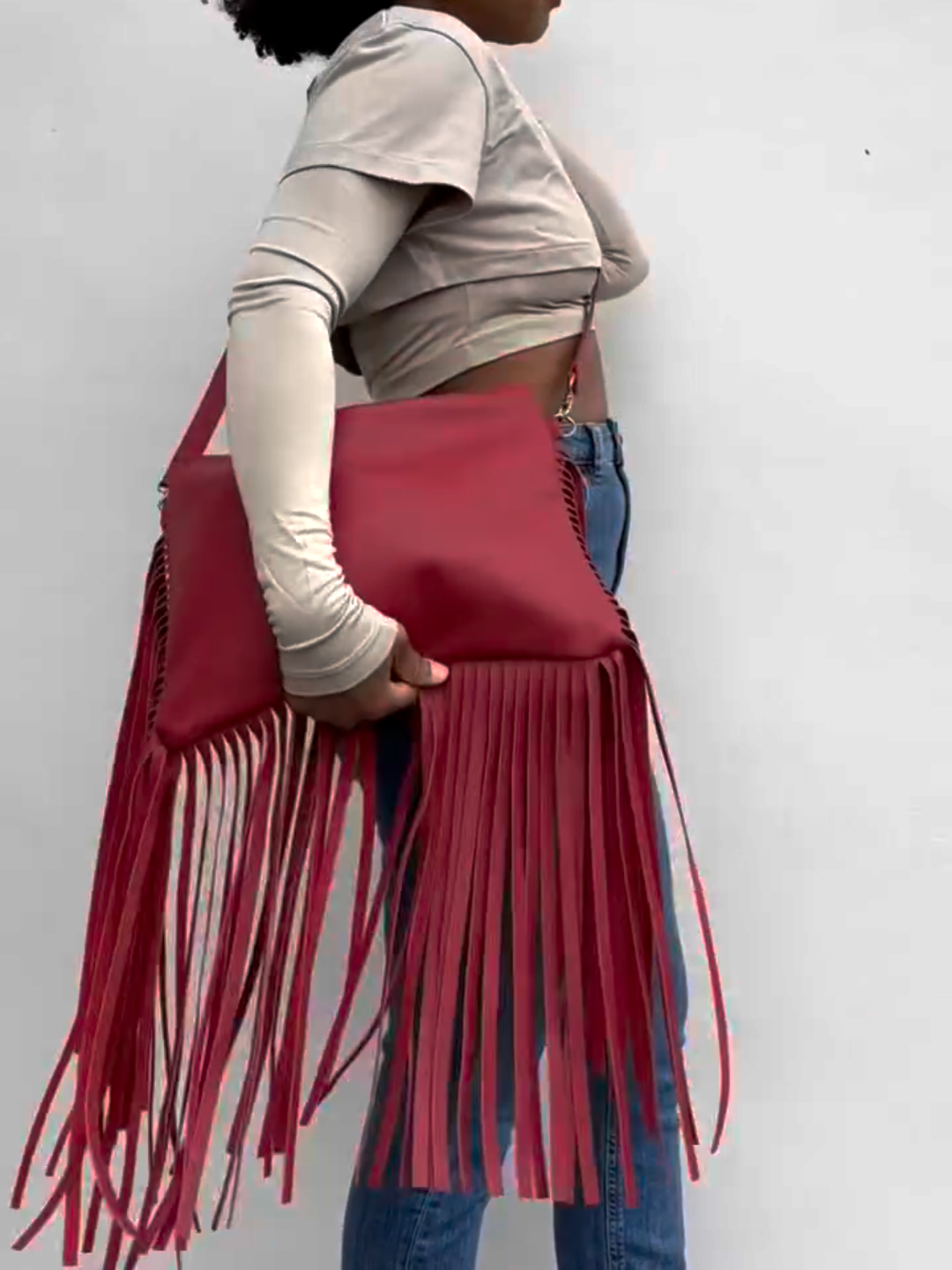 Red Fringe Crossbody Bag