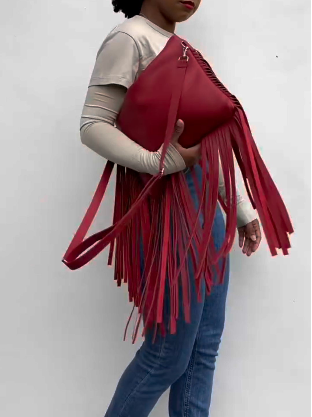 Red Fringe Crossbody Bag