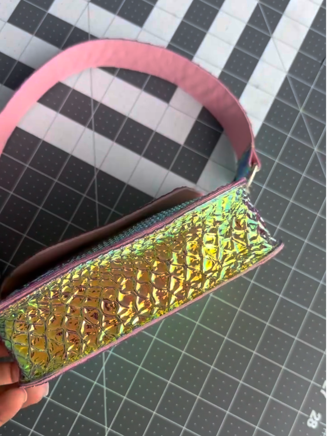 Holographic Croc - Embossed Crossbody Bag