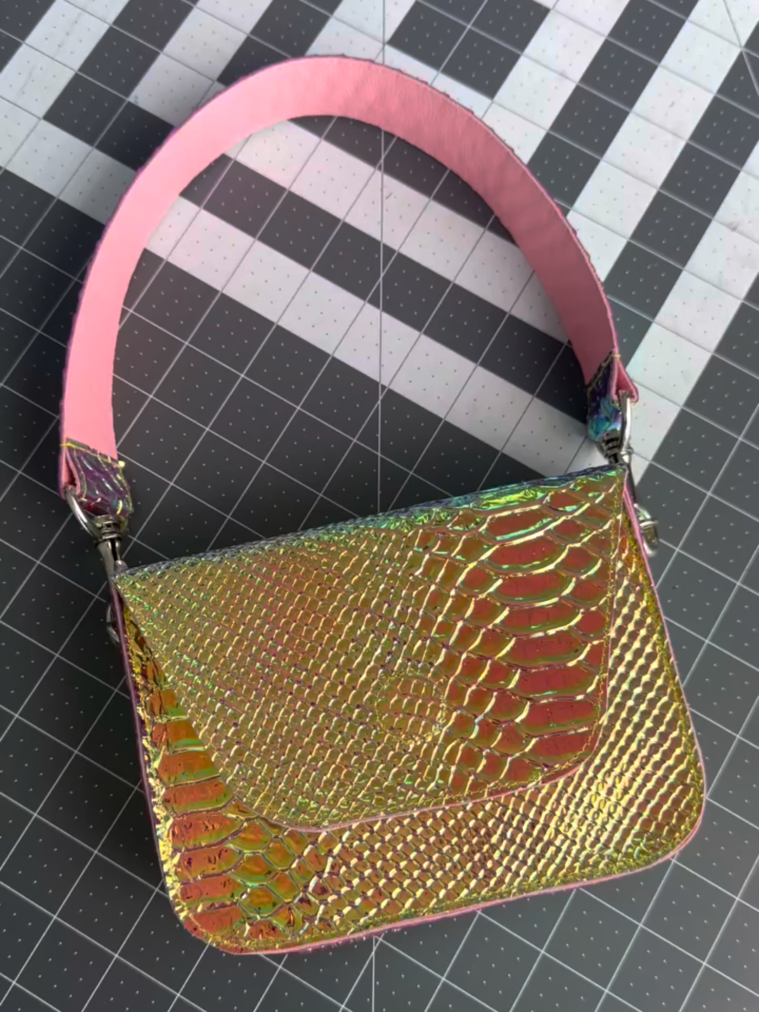 Holographic Croc - Embossed Crossbody Bag