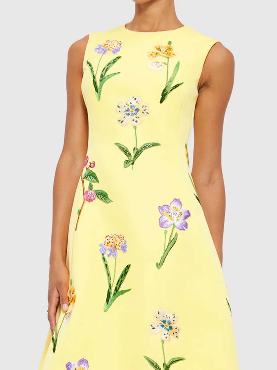 Flower Print Sleeveless Maxi Dress