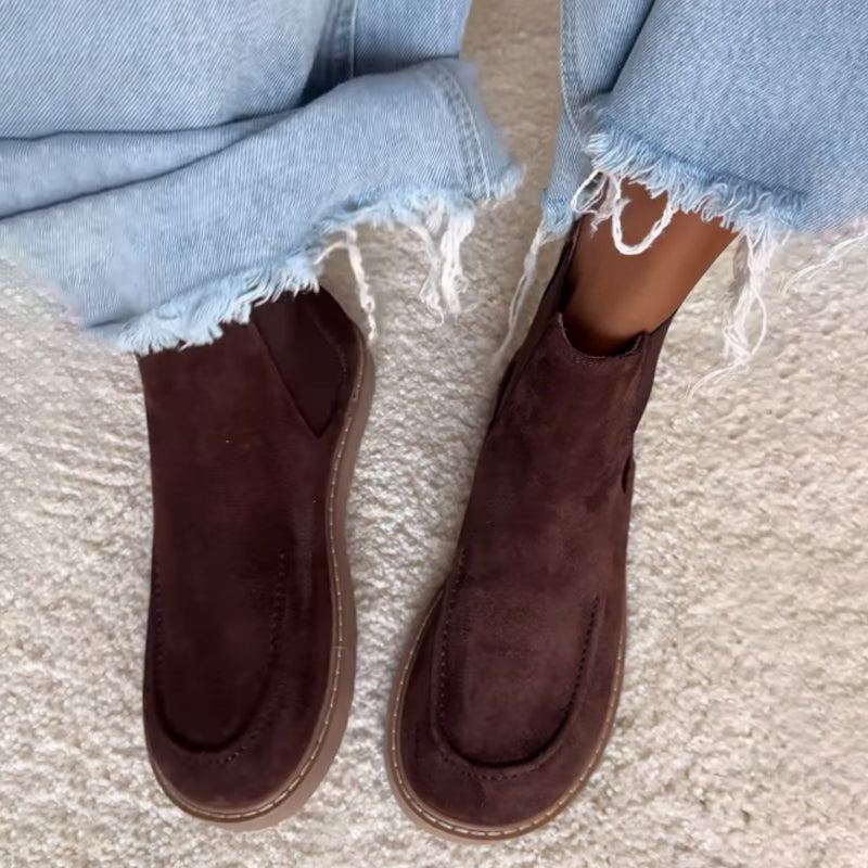 Flat Suede Ankle Boots