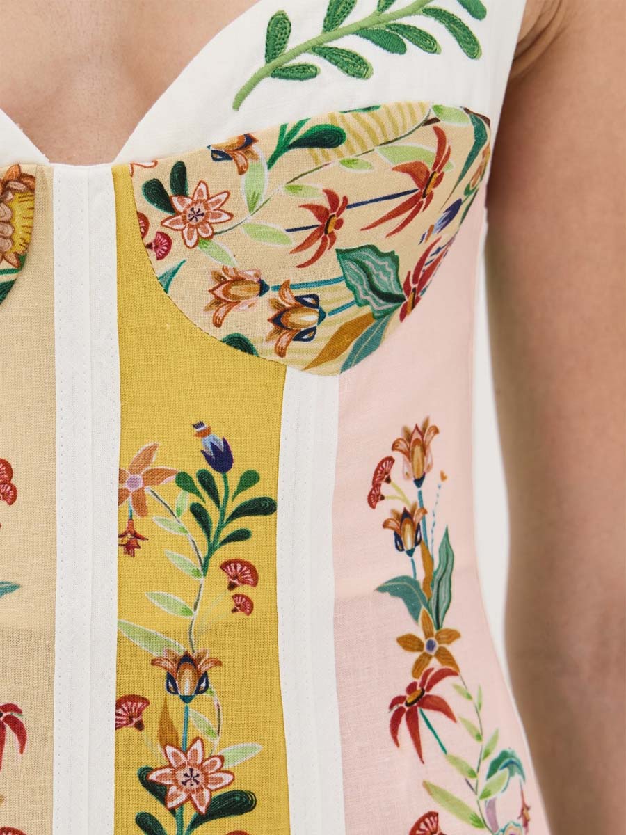 Floral Stripes Multicolor Sleeveless Dress