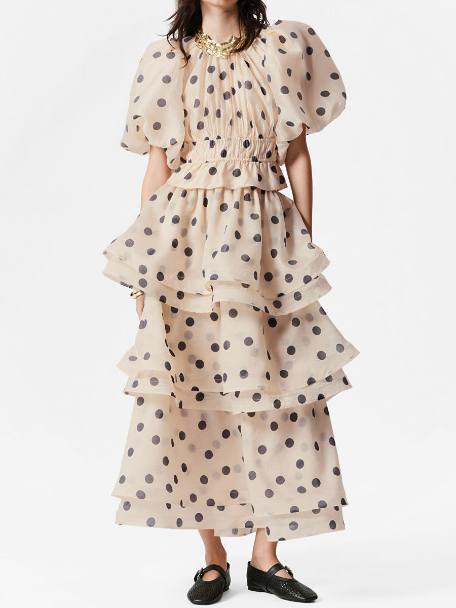 Ruched Balloon Sleeve Two Pieces Dress