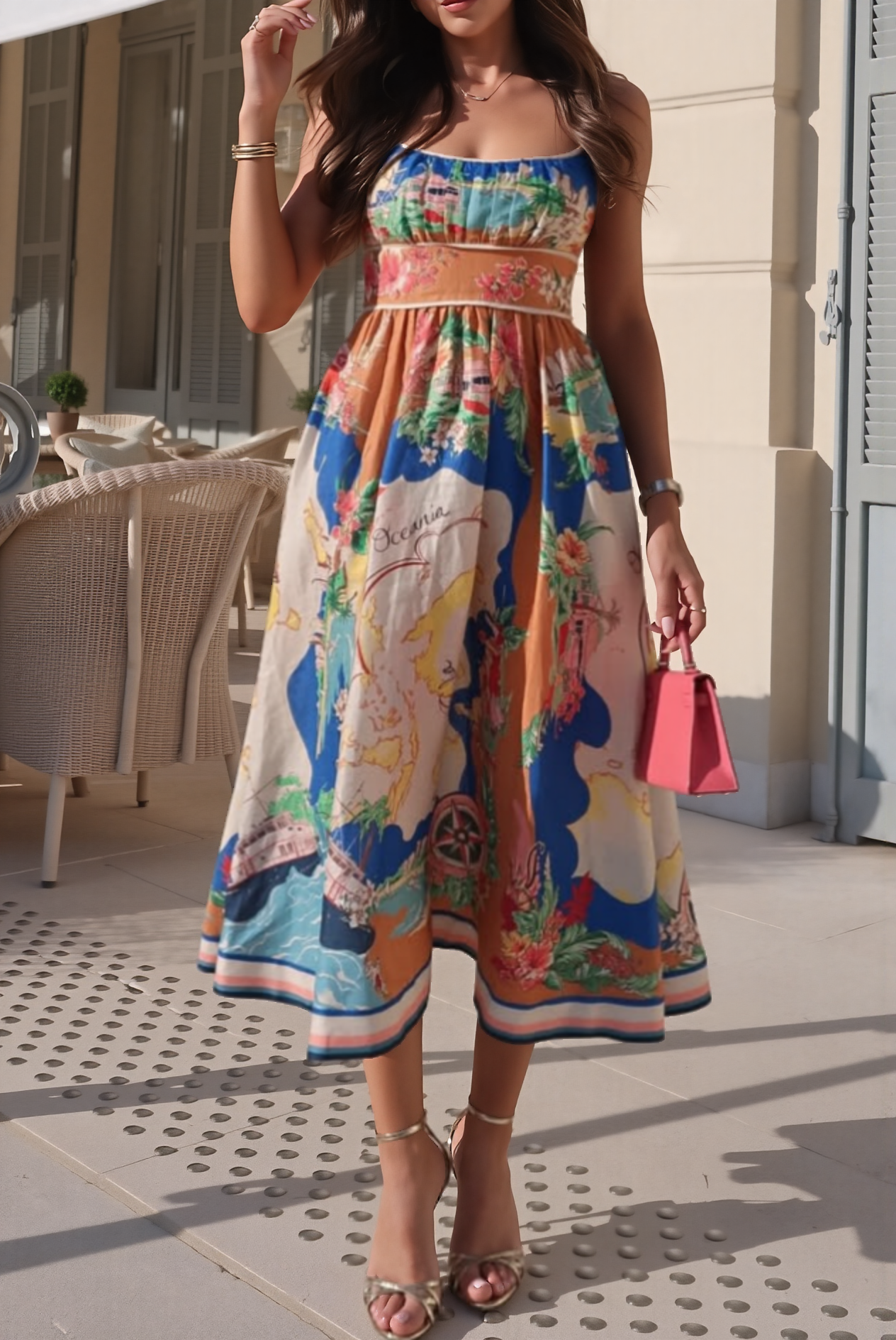 Chromatic Strappy Column – Silk-Traced Reverie