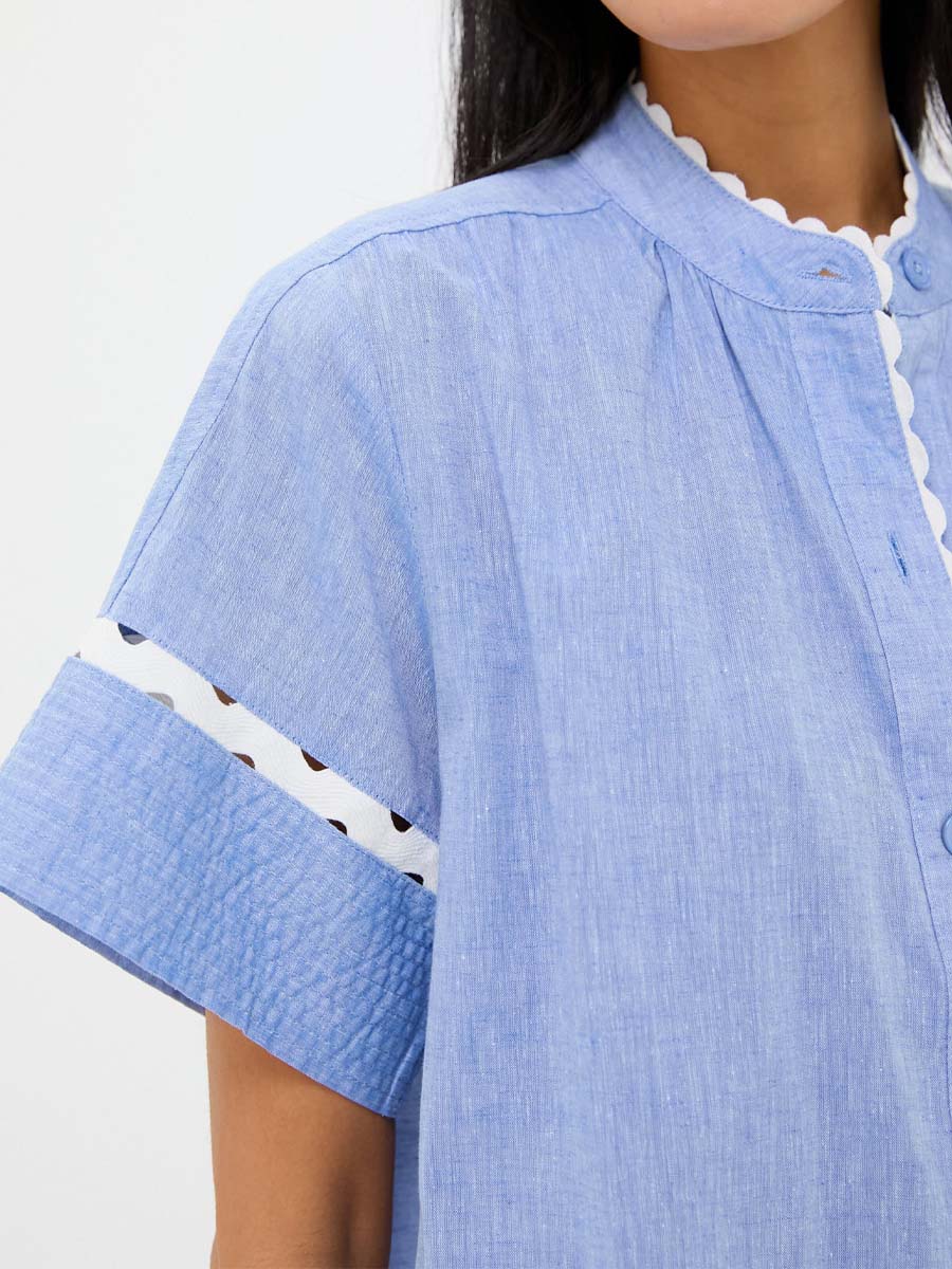 Charming Ric-rac Trim Belted Dress