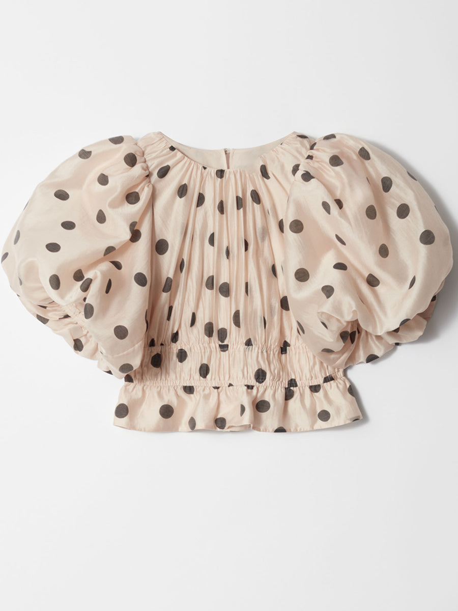Ruched Balloon Sleeve Two Pieces Dress