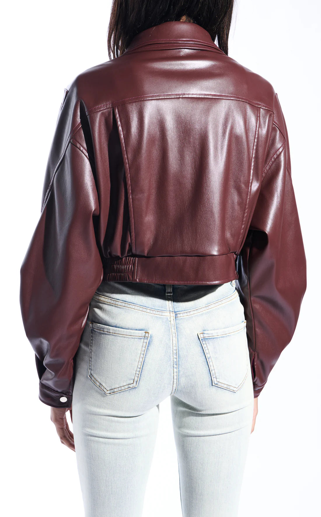 Cropped Faux Leather Moto Jacket