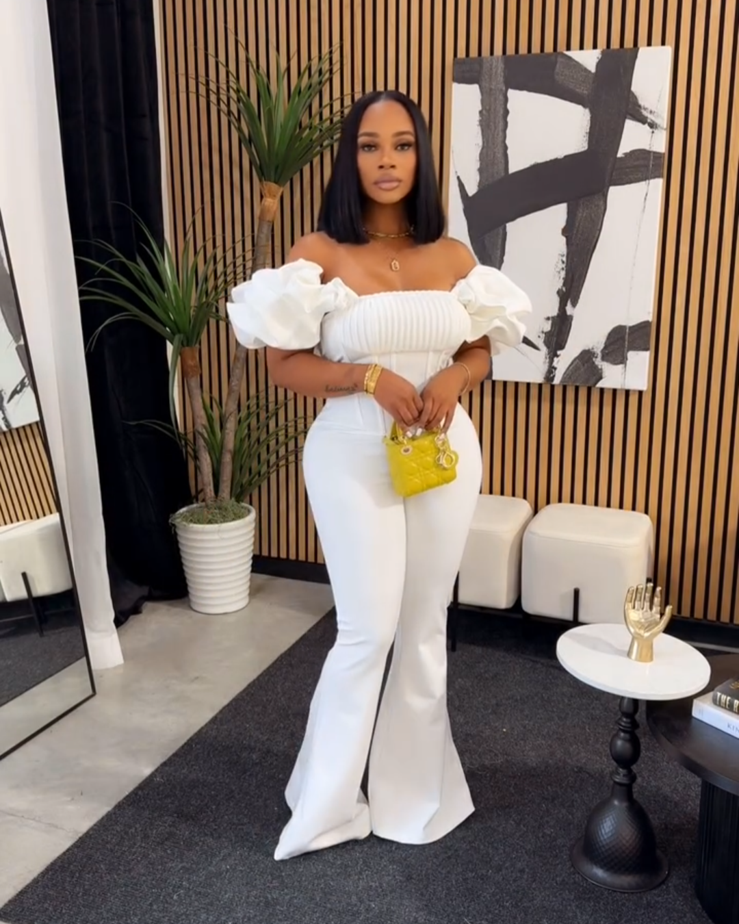 White ruffle jumpsuit