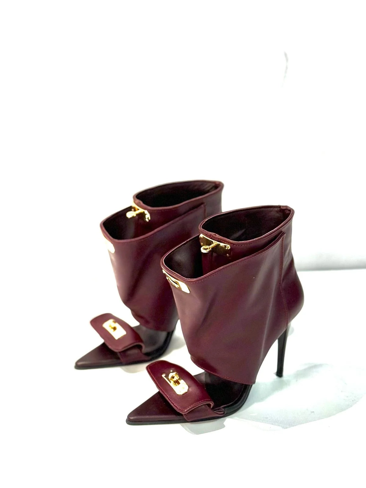 leather pointed-toe stiletto boots