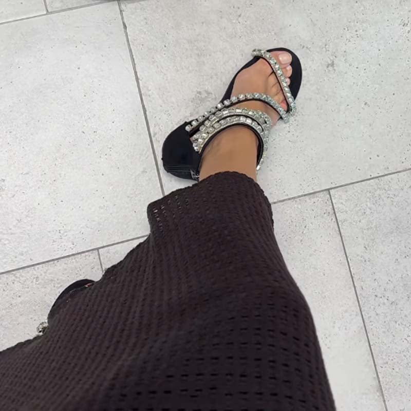 Rhinestone Sparkle Flat Sandals