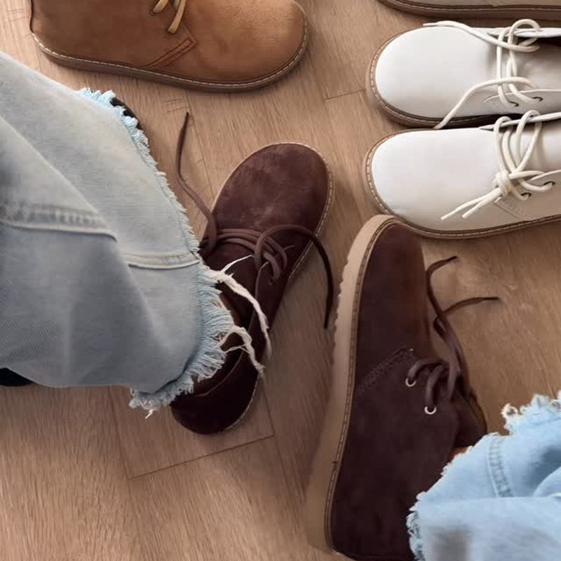 Flat Lace-Up Suede Pumps