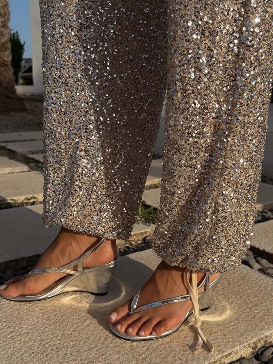 Fashion Sequined Elasticated Waist Trousers