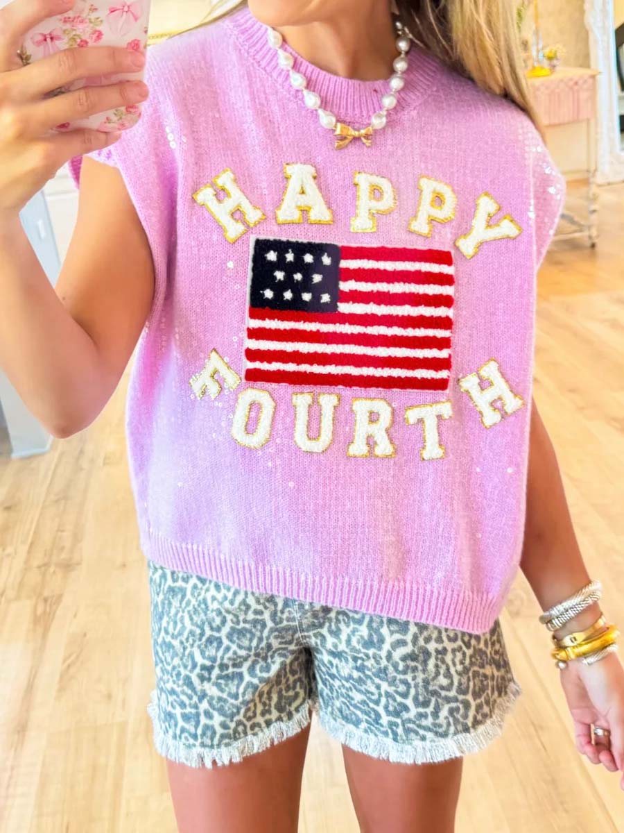 Sequin Patchwork Sweater Vest Top