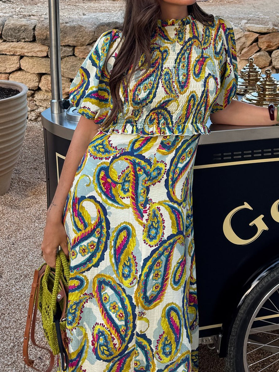 Printed Open Back Maxi Dress