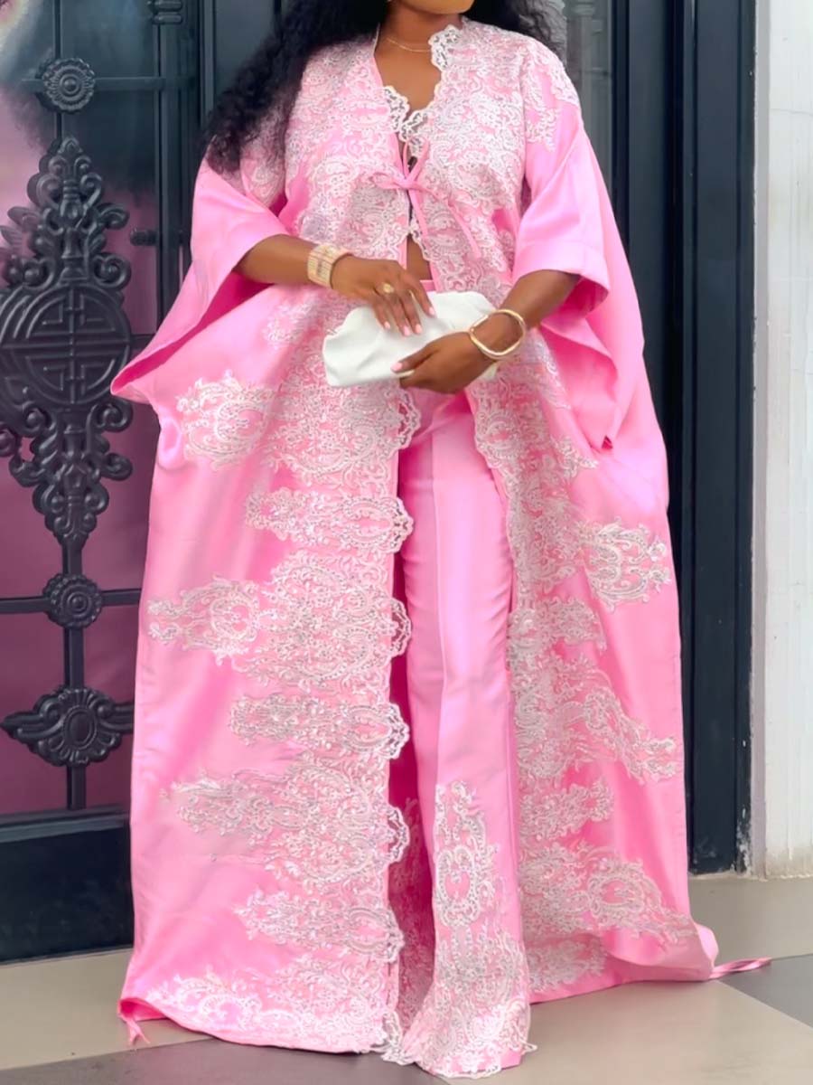 Elegant Lace Patchwork Two Pieces Set